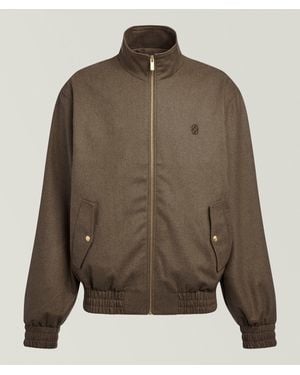 Drole de Monsieur Embroidered Flannel Track Jacket - Green