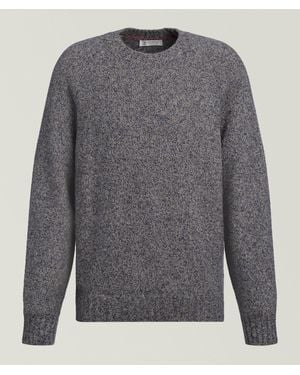 Brunello Cucinelli Mãlange Wool-Silk-Cashmere Crewneck Sweater - Grey