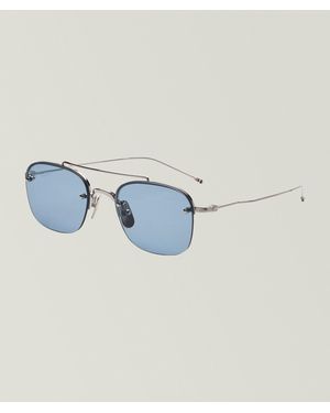 Thom Browne Semi Rimless Square Pilot Sunglasses - Blue
