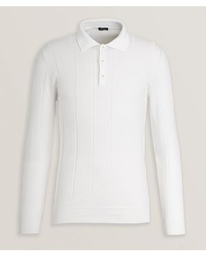 Kiton Wide Rib-Knit Cotton Polo - White