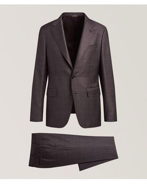 Canali Kei Denim-Effect Wool Suit - Red