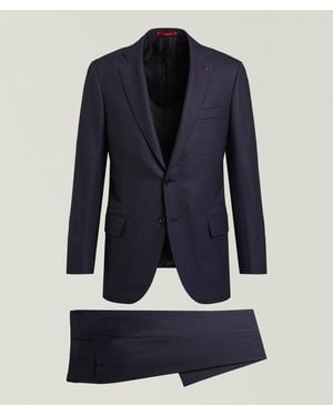 Isaia Sanita Birdseye Wool Suit - Blue