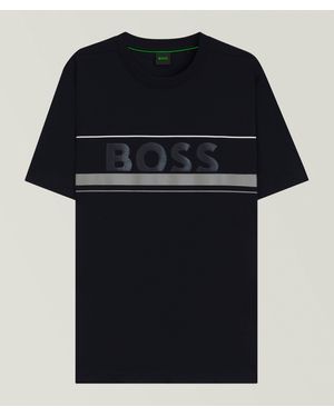 BOSS Logo & Stripe Cotton Jersey T-Shirt - Black