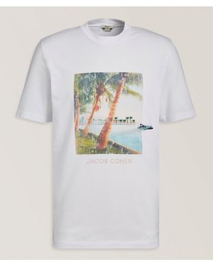 Jacob Cohen Palm Tree Cotton Jersey T-Shirt - White