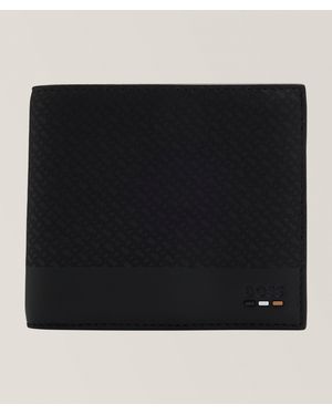 BOSS Ray Monogram Leather Bifold Wallet - Black