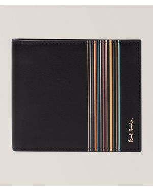 Paul Smith Signature Stripe Leather Bifold & Coin Wallet - Black
