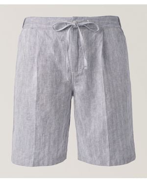 Frescobol Carioca Rui Herringbone Cotton-Linen Blend Shorts - Grey