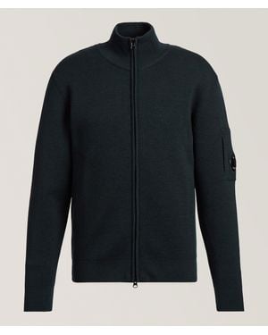 C.P. Company Wool-Blend Full-Zip Cardigan - Blue