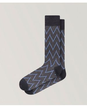 Bugatchi Zigzag Stripe Stretch-Cotton Socks - Blue