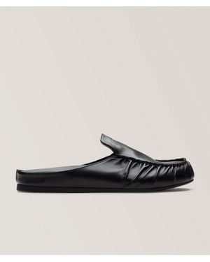 Prada Leather Pleated Apron Mules - Black
