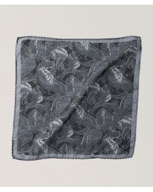 Dion Lee Leaf-Print Silk-Wool Pocket Square - Grey