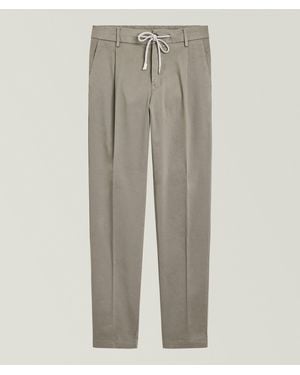 Eleventy Cotton-Stretch Pleated Sweatpants - Grey