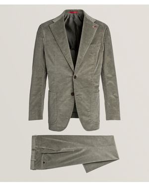 Isaia Corduroy Stretch Cotton-Wool Suit - Grey