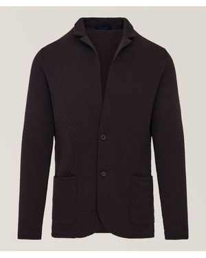 Patrick Assaraf Bubble Stitch Knit Sport Jacket - Blue