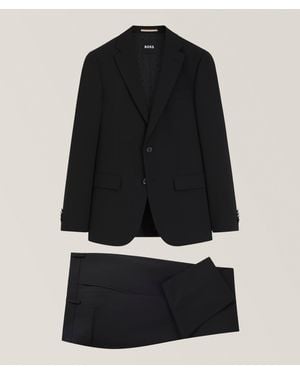 BOSS Slim-Fit Mãlange Stretch-Wool Suit - Black