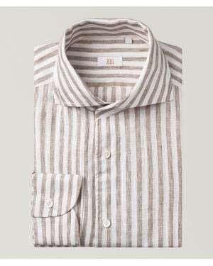 100 Hands Bengal Stripe Linen Dress Shirt - Brown