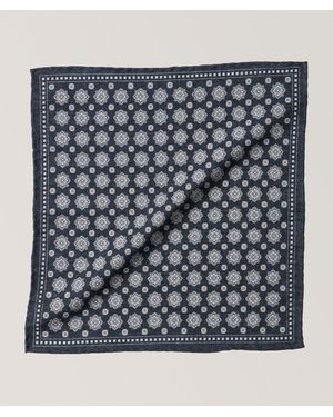 Eleventy Medallion Wool-Cotton Pocket Square - Black