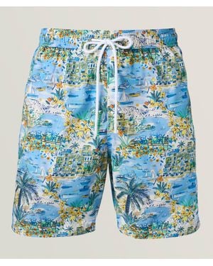 Paul & Shark Capri Print Swim Shorts - Blue