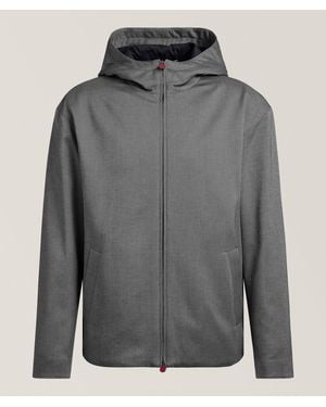 Kiton Padded Hooded Cotton Twill Coat - Grey