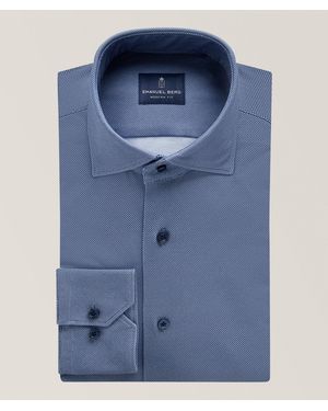 Emanuel Berg Byron Printed 4Flex Stretch Dress Shirt - Blue