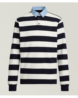 Camplin Striped Denim Collar Rugby Shirt - Blue