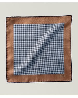 Brioni Patterned Silk Pocket Square - Blue