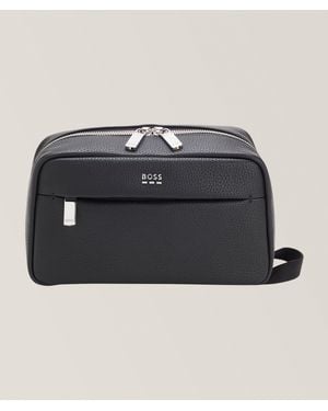 BOSS Ray Faux Leather Washbag - Black