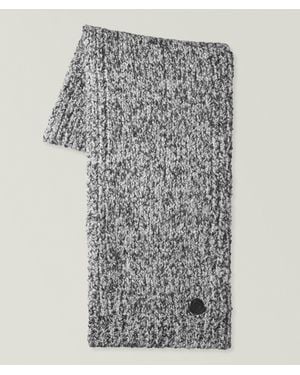 Moncler Marled Alpaca-Wool Knit Scarf - Grey