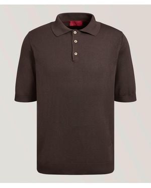 Isaia Silk Knitted Polo - Brown