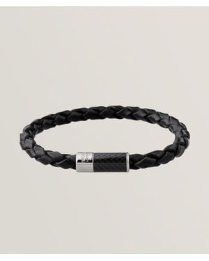 Tateossian Carbon Pop Braided Leather Bracelet - Metallic