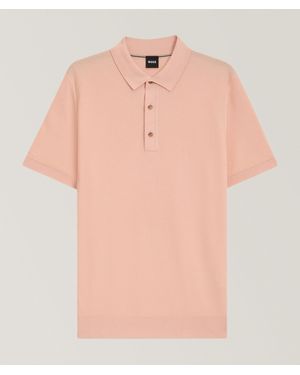 BOSS Cotton-Lyocell Knit Polo - Natural