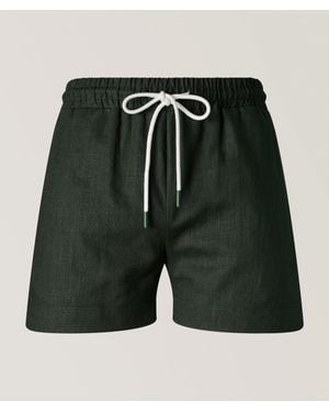 Camplin Viscose-Linen Drawstring Shorts - Black