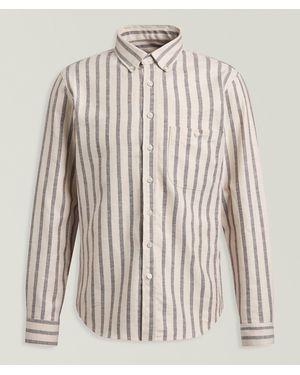 Outclass Striped Cotton-Linen Shirt - White