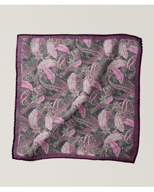 Dion Lee Leaf-Print Silk-Wool Pocket Square - Purple