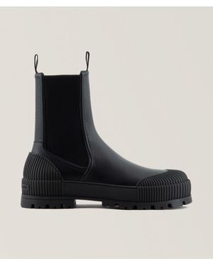 Emporio Armani Leather Beatle Boots - Black