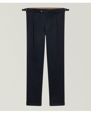 Berwich Retrolong Brushed Twill Tapered Dress Pants - Blue