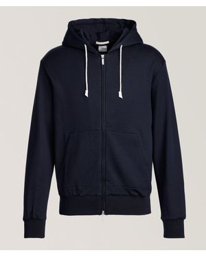 Eleventy Silk-Cotton Hooded Sweater - Blue