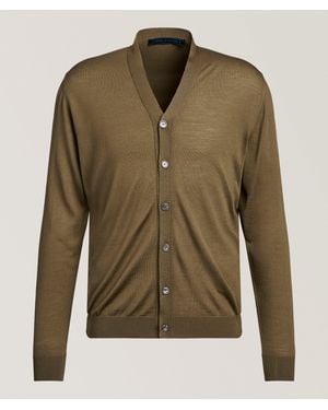 Kiton Diamond 14-Micron Wool Cardigan - Green