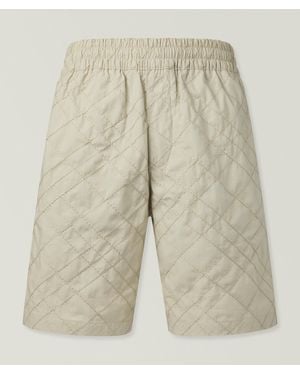 Burberry Embroidered Check Cotton Shorts - Natural