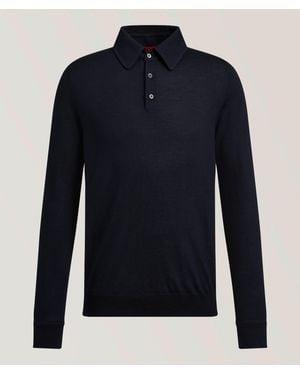 Isaia Cashmere-Silk Polo Shirt - Blue