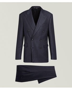 Canali Kei Pinstripe Double-Breasted Suit - Blue