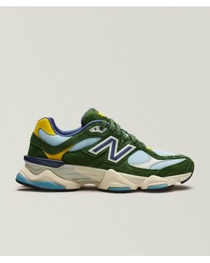 New Balance 9060 Suede-Mesh Sneakers - Green