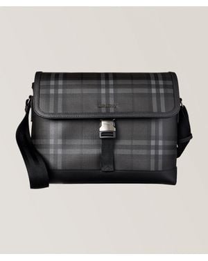 Burberry Medium City Check Clip Messenger Bag - Black