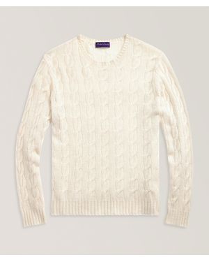 Ralph Lauren Cashmere Cable Knit Crewneck Sweater - Natural