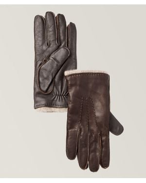 Harold Touchscreen-Compatible Leather & Cashmere Gloves - Brown