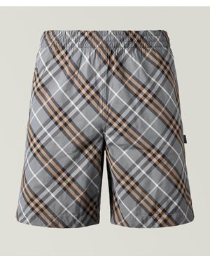 Burberry Check Printed Swim Shorts - Grey