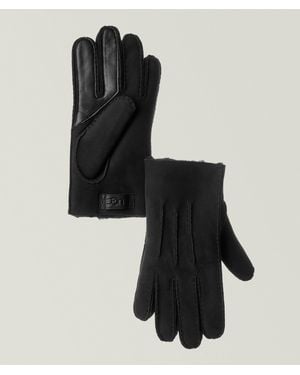 UGG Three-Point Leather & Shearling Tech Gloves - Black