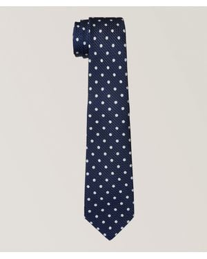 Kiton Polka Dot Perforated Knit Silk Tie - Blue