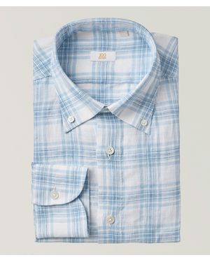 100 Hands Plaid Linen Dress Shirt - Blue