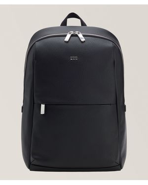 BOSS Ray Faux Grained Leather Backpack - Blue